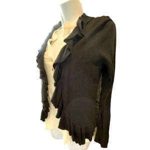 Cadon For Petite Focus Black Knit Cardigan With Ruffle Edging Size Petite